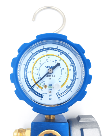 Манометрический коллектор Value VMG-1-S-L (R600, R600A, R290; 1 вентильный, смотровое стекло, манометр низкого давления 68мм; без шлангов)