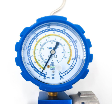 Манометрический коллектор Value VMG-1-S-L (R22, R134a, R407C, 410А; 1 вентильный, смотровое стекло, манометр низкого давления 68мм; без шлангов)