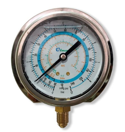 Мановакуумметр с глицерином Becool BCJL-NG 80мм (R22; R134a; R404A; R407C) (021182)