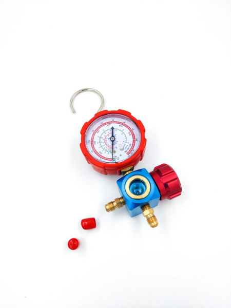 Манометрический коллектор DSZH WK-468GH со смотровым стеклом (R22/134/404/410; 1 вентильный, с манометром, без шлангов)