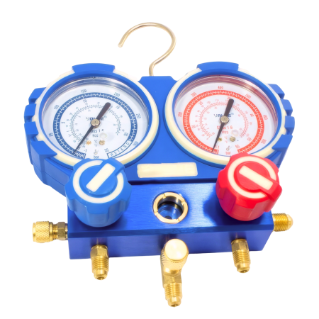 Манометрический коллектор Value VMG-2-R22-B with VHF-A (R22, R134a, R404A, R407C; 2-х вентильный в комплекте с быстросъёмными муфтами; шланги 1.2 м; манометры 68 мм; упак. кейс)