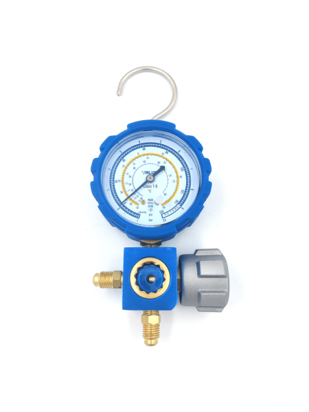 Манометрический коллектор Value VMG-1-S-L (R600, R600A, R290; 1 вентильный, смотровое стекло, манометр низкого давления 68мм; без шлангов)