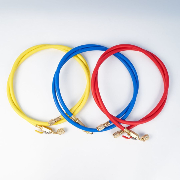 Заправочные шланги с вентилем DSZH CT-336-RYB-HV-R32/410A 0,9м, 1/4"-5/16" SAE, до 55 Bar