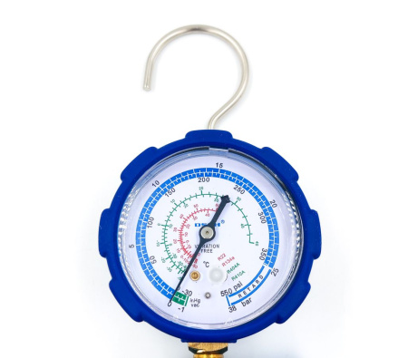 Манометрический коллектор DSZH WK-468GL со смотровым стеклом (R22/134/404/410; 1 вентильный, с мановакуумметром, без шлангов)