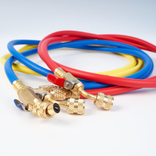 Заправочные шланги с вентилями DSZH - M-336 RYB-HV набор 3шт по 0.9м, 1/4" SAE, до 55 Bar