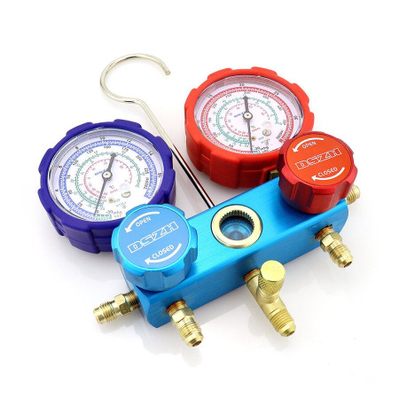 Манометрический коллектор DSZH CT-136G (R22/134/404/407/410, 2-х вентильный; манометры 68мм, алюминиевый корпус со смотровым стеклом)