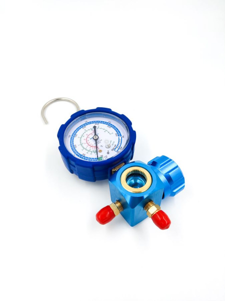 Манометрический коллектор DSZH WK-468GL со смотровым стеклом (R22/134/404/410; 1 вентильный, с мановакуумметром, без шлангов)