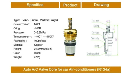 Золотник для ниппелей кондиционеров CH-VO66 For peugeot/Volvo