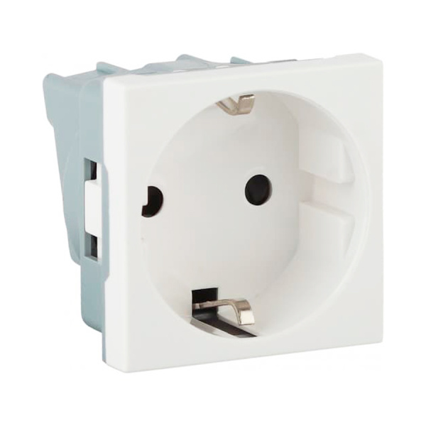 Розетка модульная с з/к и шторками 45х45мм белая (АДЛ 13-900)