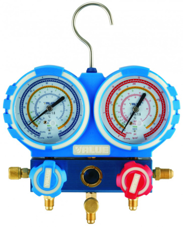 Манометрический коллектор Value VMG-2-R410A (2-х вентильный; 3 шланга 120 см; манометры 80 мм; упак. кейс)