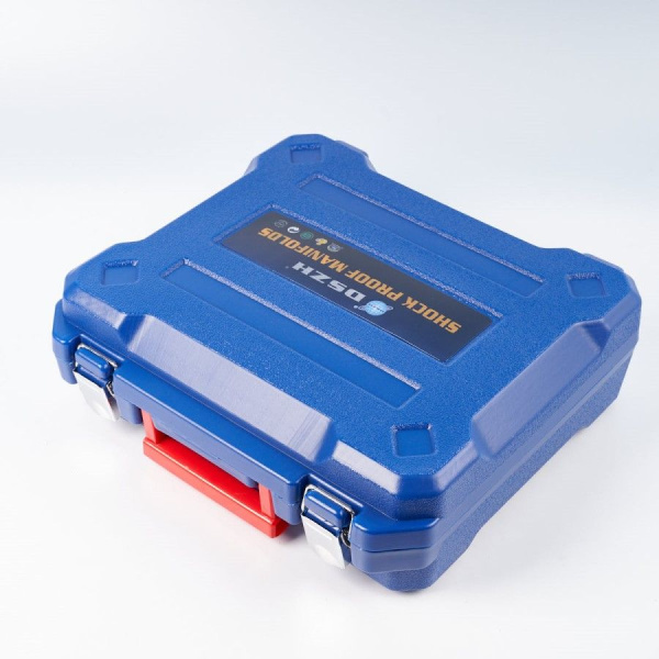 Манометрическая станция DSZH WK-P6002B (R32/134/407/410;  2-х вент; шланги 1.5м до 55 Bar-1/4"SAE, 2 адаптера AD89, манометры 80мм, кейс)
