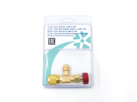 Вентиль с нажимом на ниппель FC-34B (HC-1223) SAE 5/16" / 5/16"(R410, R32), до 20 bar