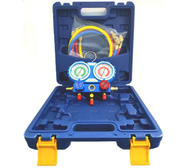 Манометрическая станция FavorCool-R136G-C (R22/134/407/410, 2-х вентильная; шланги 90см до 55 Bar, 5/16"(R410A), упак. кейс)