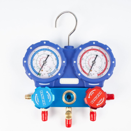 Манометрическая станция DSZH WK-C6002B (R22/404/407/410; 2-х вентильная, манометры 80 мм; шланги 150 см, + 2 адаптера AD89)
