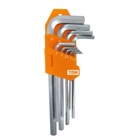 Набор ключей TDM  "HEX" 9 шт.: 1.5-10 мм, длинные с шаром, (держатель в блистере), CR-V сталь "Алмаз"