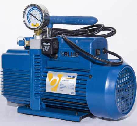 Вакуумный насос Value VI-240SV (2ст; 100 л/мин; 2 Па; 10.5 кг, вакуумметр, соленоидный вентиль)