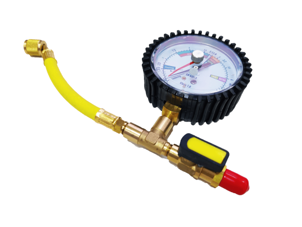 Манометрический коллектор под азот HS-NG50 (50 bar, 80 мм) с вентилем и шлангом 1/4"SAE