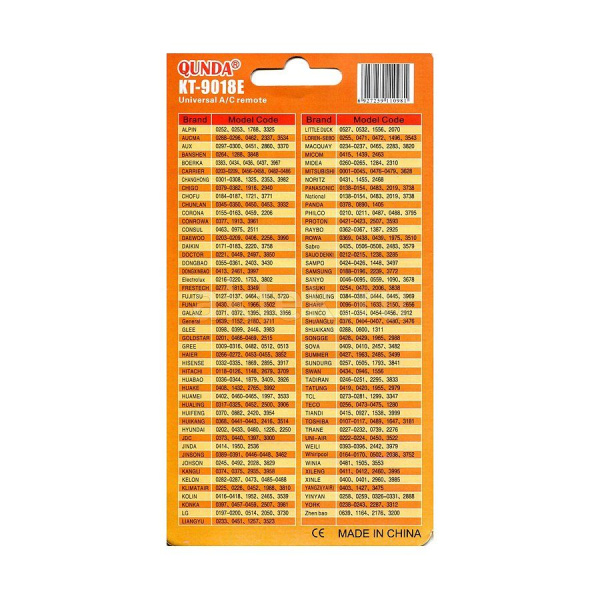 Qunda KT-9018E (universal 4000 in1) ПДУ для кондиционеров
