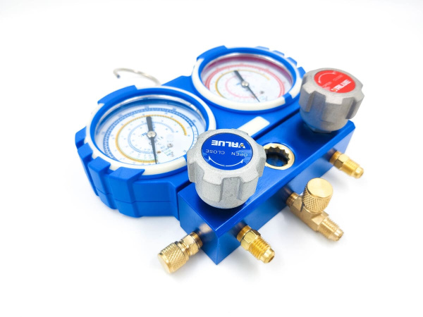 Манометрический коллектор Value VMG-2-R410A-B (R22, R134a, R410a, R407C; 2-х вентильный; 3 шланга 120см; манометры 68мм; упак. кейс)