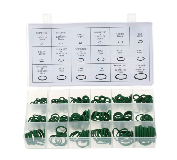 Набор уплотнительных колец для автокондиционеров FC-270 (270шт, 18 типоразмеров, резина HNBR, цвет зеленый, в кейсе)