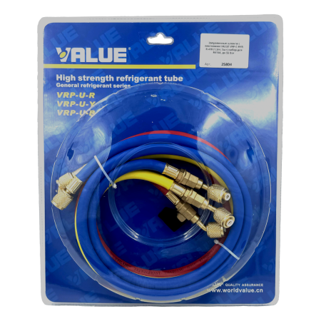 Заправочные шланги с вентилями VALUE VRP-C-RYB R-410 (1.2m; 3шт) набор для R410A, до 55 Bar