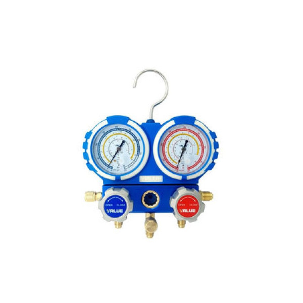 Манометрический коллектор VALUE VMG-2-R600-B-03 (R600, R600A, R290; 2-х вентильный; без шлангов; манометры 68 мм; упак. блистер)