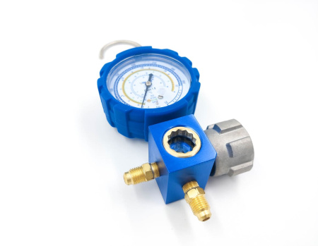 Манометрический коллектор Value VMG-1-S-L (R22, R134a, R407C, 410А; 1 вентильный, смотровое стекло, манометр низкого давления 68мм; без шлангов)