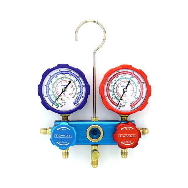 Манометрический коллектор DSZH CT-136G (R22/134/404/407/410, 2-х вентильный; манометры 68мм, алюминиевый корпус со смотровым стеклом)