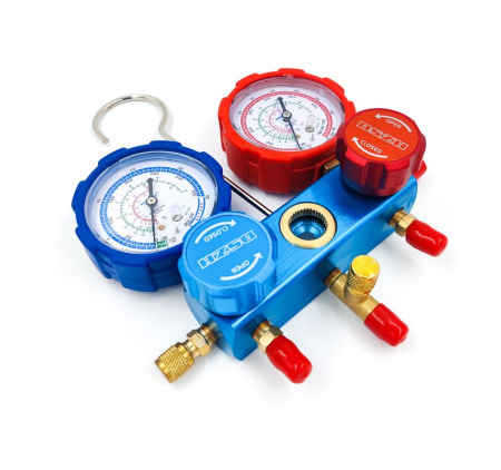 Манометрический коллектор DSZH CT-136G (R22/134/404/410, 2-х вентильный; манометры 68мм, алюминиевый корпус со смотровым стеклом)