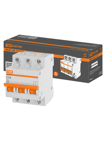 Автоматический выключатель TDM ВА47-63 3/16А
