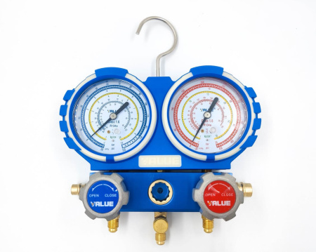 Манометрический коллектор VALUE VMG-2-R134A (2-х вентильный; 3 шланга 120 см; вентили быстросъемные, манометры 80 мм; упак. кейс)