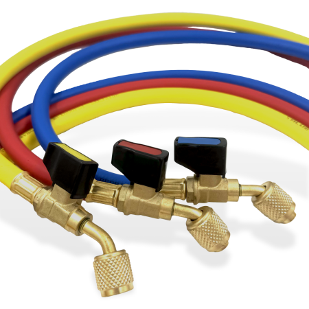 Заправочные шланги с вентилями VALUE VRP-C-RYB 1.5 м; 1/4" SAE; набор 3шт, до 34 Bar