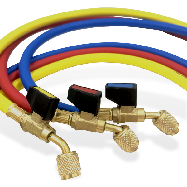 Заправочные шланги с вентилями VALUE VRP-C-RYB 1.5 м; 1/4" SAE; набор 3шт, до 34 Bar