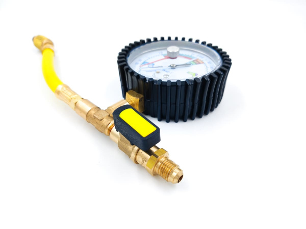 Манометрический коллектор под азот HONGSEN HS-NG (60 bar, 80 мм) с вентилем и шлангом 1/4"SAE