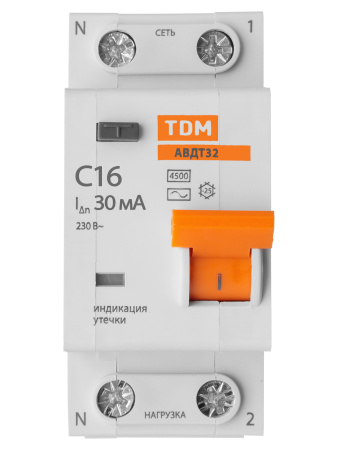Выключатель дифференциального тока АВДТ 32 C16 30мА TDM SQ0202-0030