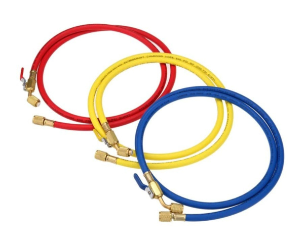Заправочные шланги с вентилями FavorCool - M-360RYB-H, 3шт по 1.5м, 1/4"SAE, до 55 бар