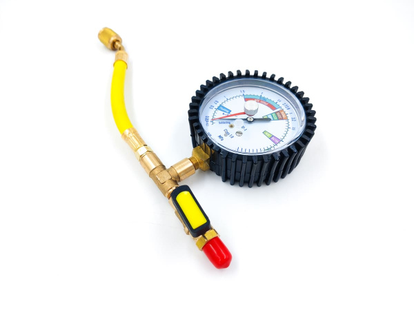 Манометрический коллектор под азот HONGSEN HS-NG (60 bar, 80 мм) с вентилем и шлангом 1/4"SAE