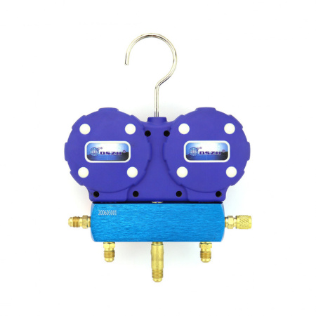 Манометрическая станция DSZH WK-P6002B (22/404/407/410; 2-х вентильный; шланги 1.5м до 55 Bar-1/4"SAE, 2 адаптера R410 x R22, манометры 80мм, в кейсе)