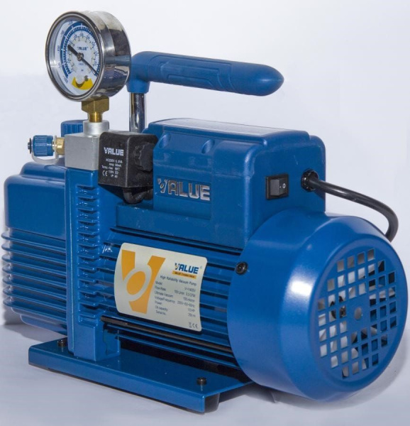 Вакуумный насос Value VI-140SV (1ст., 100 л/мин, 20 Па, 8.6 кг, вакуумметр, соленоидный вентиль)
