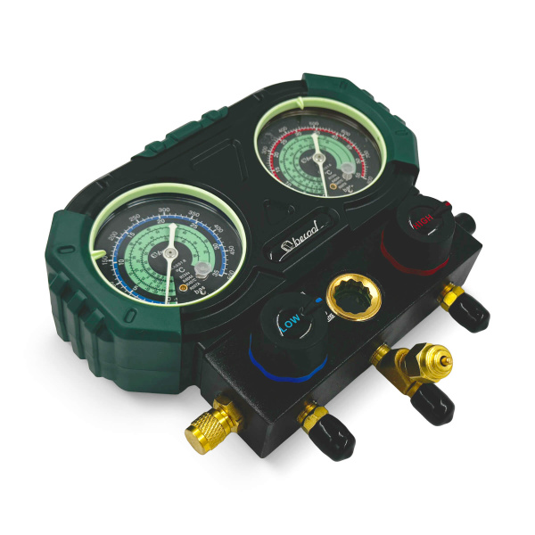 Манометрическая станция Becool BC-PREMIUM M1N (R134a; R404A; R407C, R507A; 2-х вент; 3 шланга 150см; манометры 68мм; в кейсе)