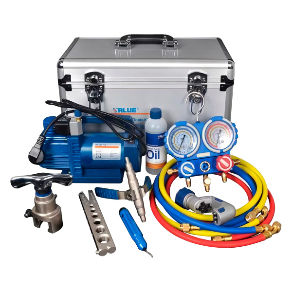 Набор инструментов Value VTB-5A (в алюминиевом кейсе: вакуумный насос, коллектор, шланги, вальцовка, труборез, труборасширитель, риммер)
