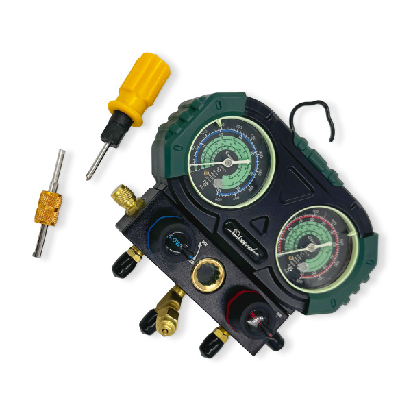 Манометрическая станция Becool BC-PREMIUM M1N (R134a; R404A; R407C, R507A; 2-х вент; 3 шланга 150см; манометры 68мм; в кейсе)