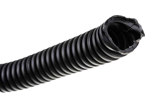 Гофра ПНД 25мм с зондом, черная, 50м/бухта