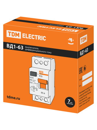 TDM УЗО ВД1-63 2/16А 30мА