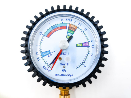 Манометрический коллектор под азот HONGSEN HS-NG (60 bar, 80 мм) с вентилем и шлангом 1/4"SAE