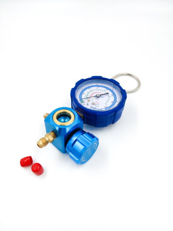 Манометрический коллектор DSZH WK-468GL со смотровым стеклом (R22/134/404/410; 1 вентильный, с мановакуумметром, без шлангов)